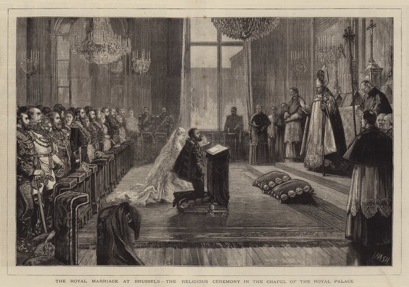 Il matrimonio reale a Bruxelles, la cerimonia religiosa nella cappella del Palazzo Reale da Joseph Nash