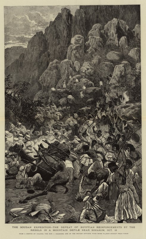 La spedizione del Sudan, la sconfitta dei rinforzi egiziani da parte dei ribelli in un passo montano vicino a Souakim, 18 ottobre da Joseph Nash