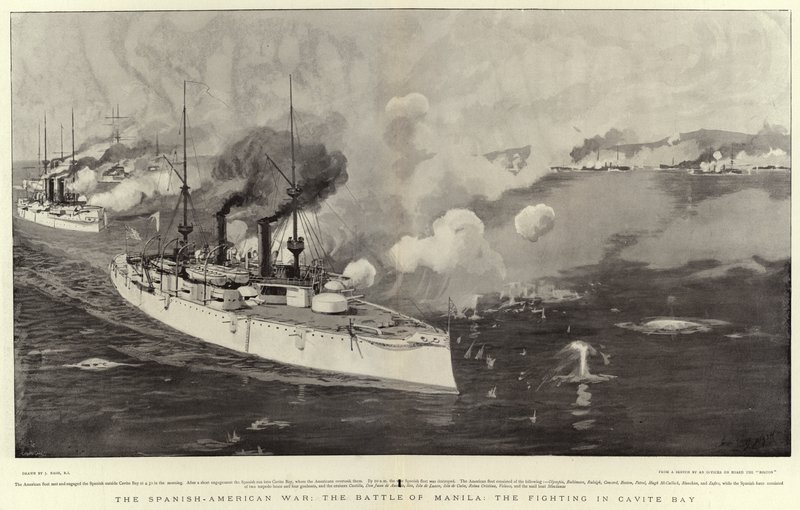 La guerra ispano-americana, la battaglia di Manila, i combattimenti nella baia di Cavite da Joseph Nash