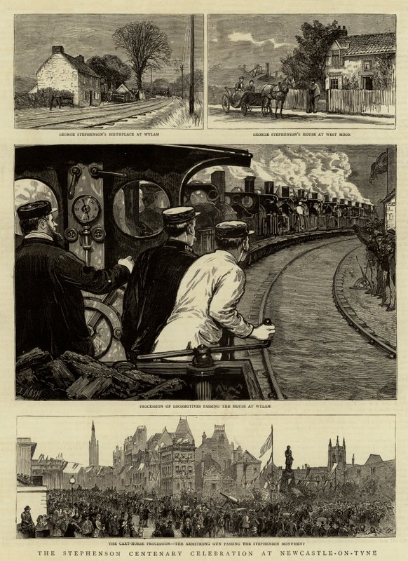 Celebrazione del centenario di Stephenson a Newcastle-on-Tyne da Joseph Nash