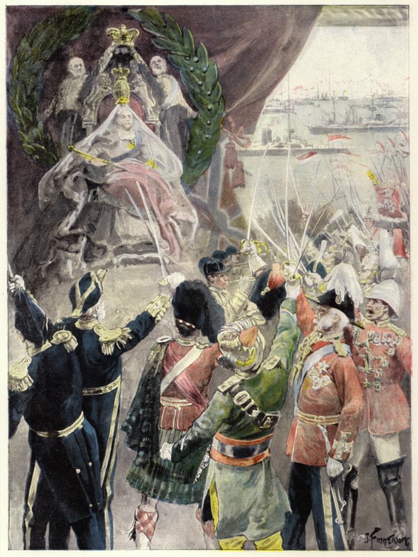 Carattere della Regina Vittoria: Supremazia (litografia a colori) da Joseph (after) Finnemore
