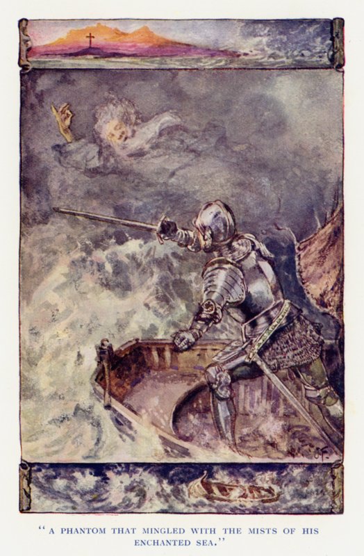 Illustrazione per Sir Knight of the Splendid Way (litografia a colori) da Joseph (after) Finnemore