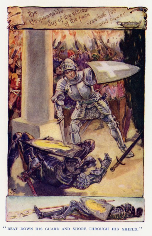 Illustrazione per Sir Knight of the Splendid Way (litografia a colori) da Joseph (after) Finnemore