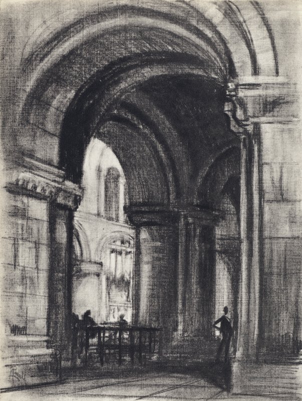Tomba del fondatore, St Bartholomew the Great (litografia) da Joseph (after) Pennell