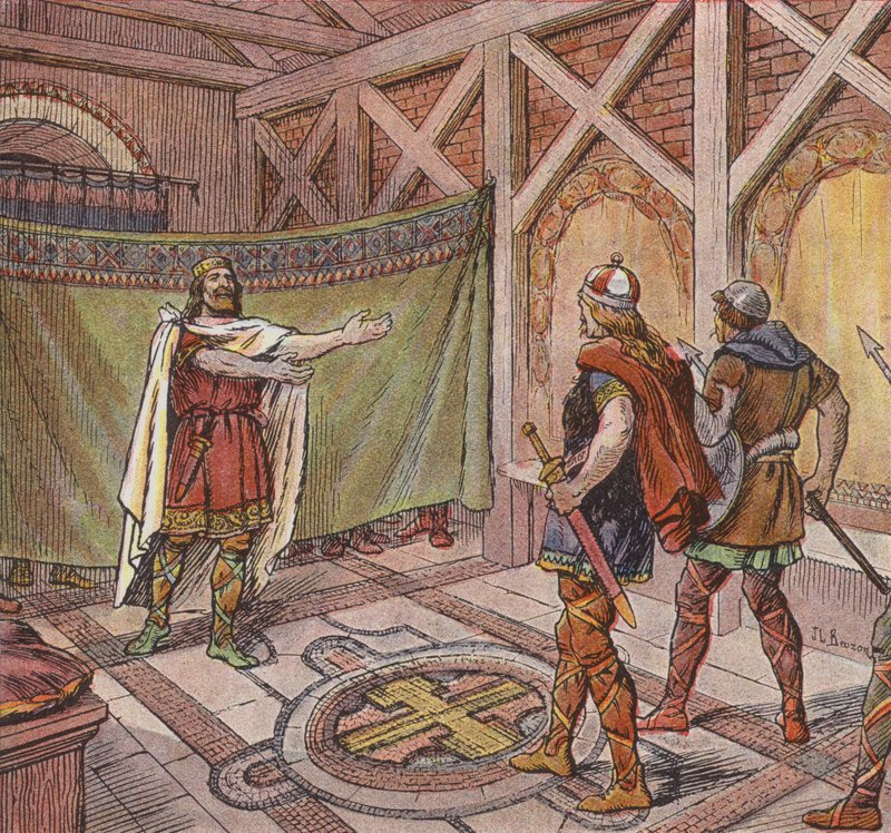 Clotario I vede i piedi degli assassini ordinati di ucciderlo dal fratello Teodorico da Joseph Beuzon
