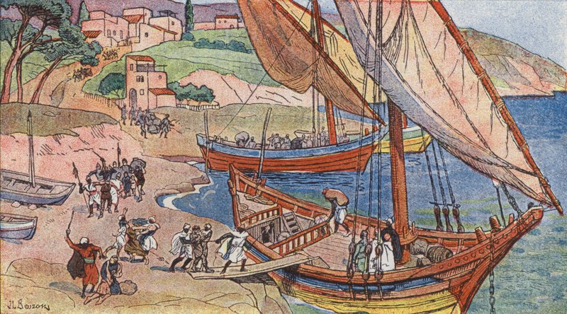 Saraceni che saccheggiano sulle coste del Mediterraneo da Joseph Beuzon