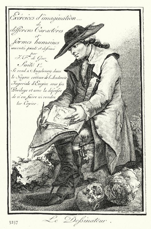 Il Fumettista (incisione) da Joseph Franz von (after) Goez