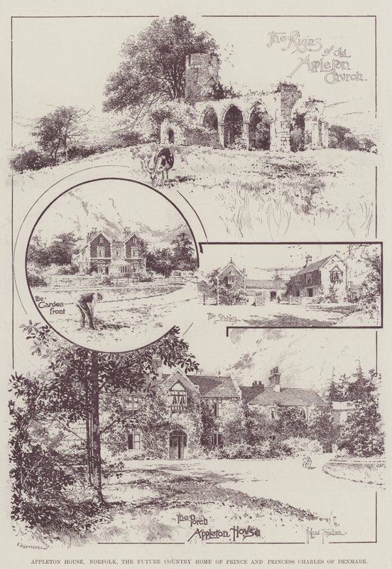 Appleton House, Norfolk, la futura casa di campagna del principe e della principessa Carlo di Danimarca da Joseph Holland Tringham
