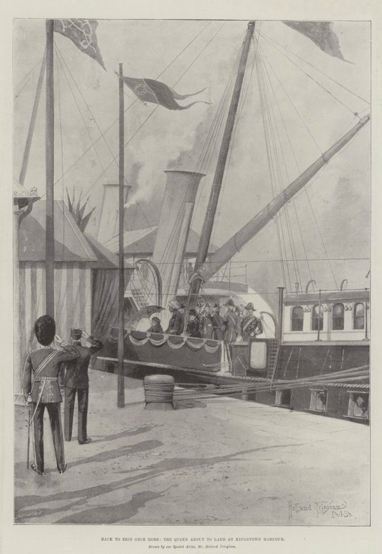 Ritorno a Erin ancora una volta, la Regina in procinto di sbarcare al porto di Kingstown da Joseph Holland Tringham