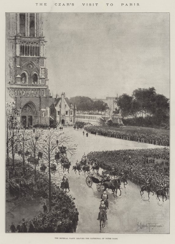 La Visita dello Zar a Parigi, il Partito Imperiale lascia la Cattedrale di Notre Dame da Joseph Holland Tringham