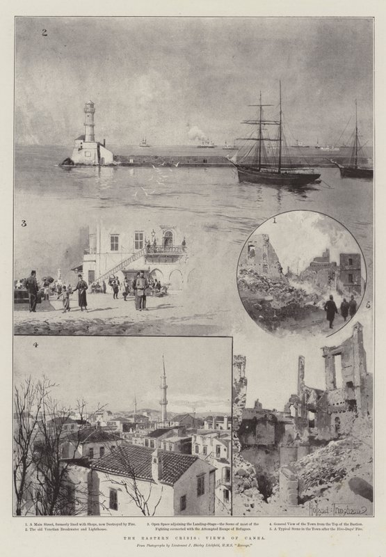 La crisi orientale, vedute di Canea da Joseph Holland Tringham