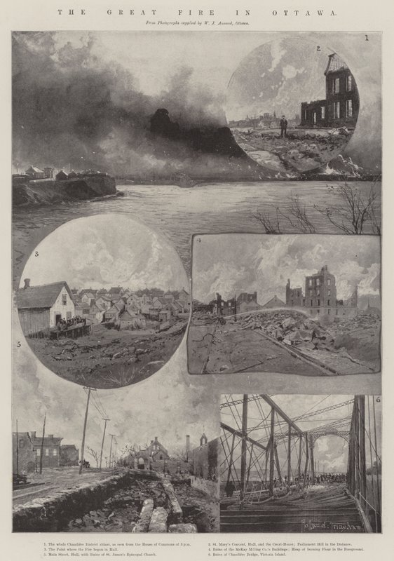 Il grande incendio di Ottawa da Joseph Holland Tringham
