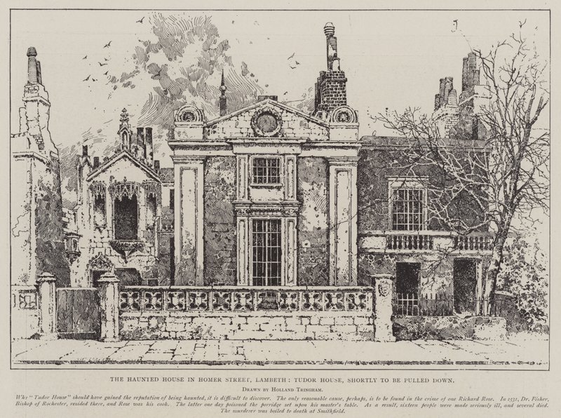 La casa infestata in Homer Street, Lambeth, Tudor House, prossima alla demolizione da Joseph Holland Tringham