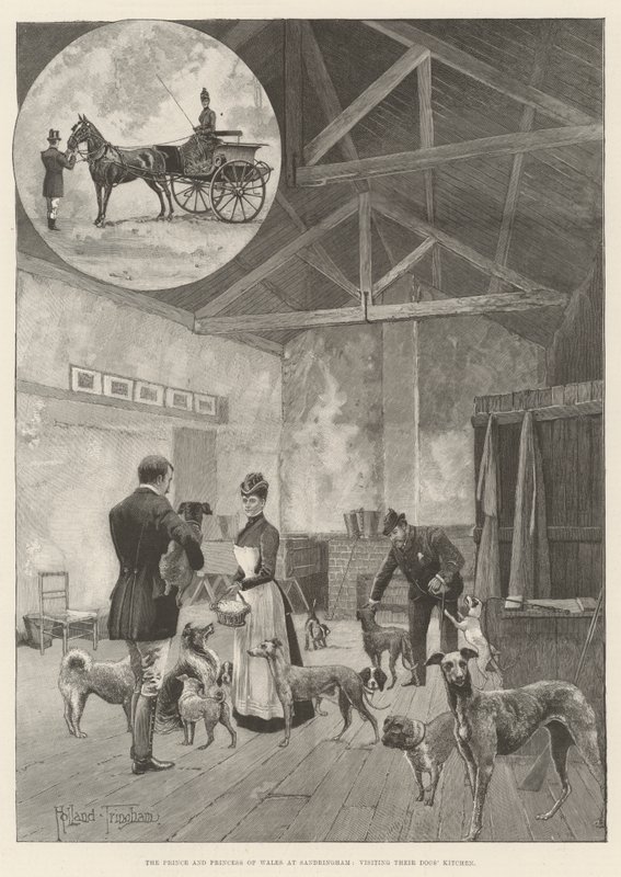 Il Principe e la Principessa di Galles a Sandringham, visitano la cucina dei loro cani da Joseph Holland Tringham