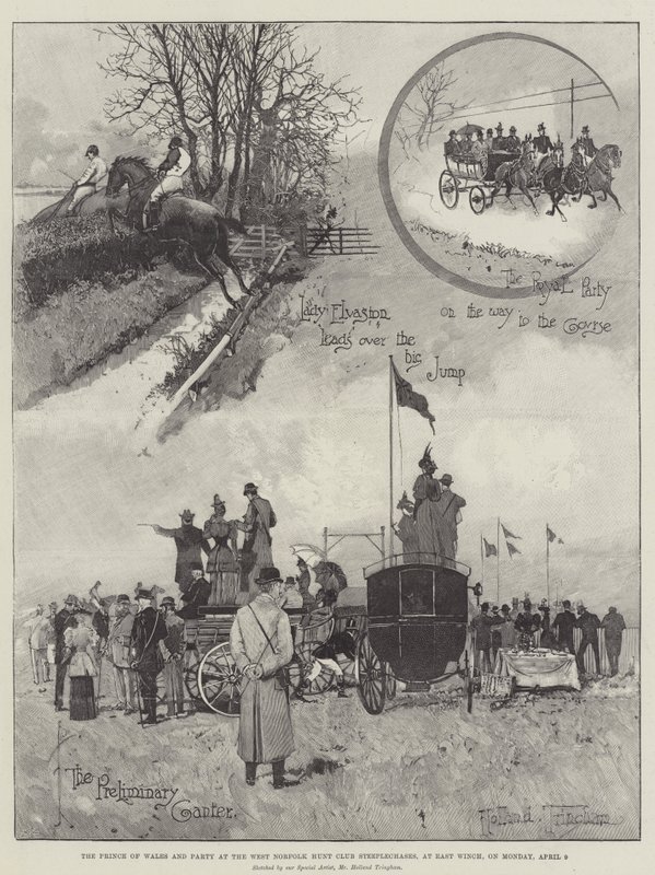 Il Principe di Galles e il gruppo al West Norfolk Hunt Club Steeplechases, a East Winch, lunedì 9 aprile da Joseph Holland Tringham