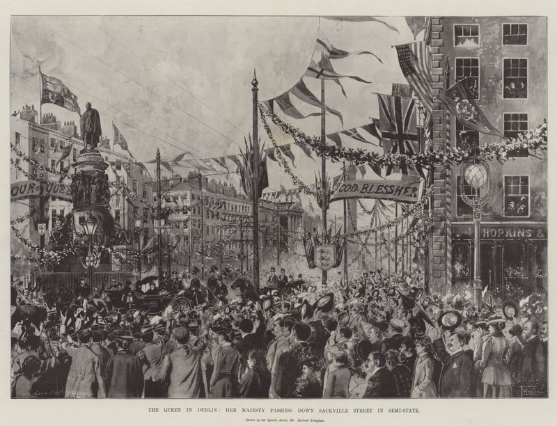 La Regina a Dublino, Sua Maestà che passa per Sackville Street in Semi-Stato da Joseph Holland Tringham