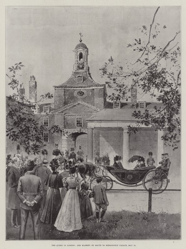 La Regina a Londra, Sua Maestà in viaggio verso Kensington Palace, 15 maggio da Joseph Holland Tringham