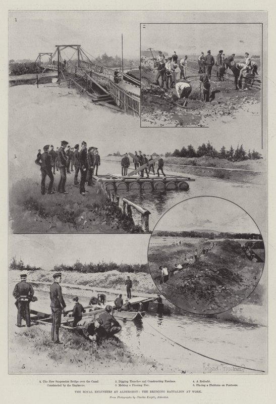 I Royal Engineers ad Aldershot, il battaglione di ponti al lavoro da Joseph Holland Tringham