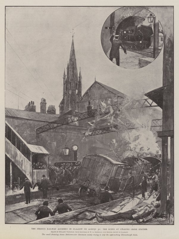 Il grave incidente ferroviario a Glasgow il 30 agosto, la scena alla stazione di Charing Cross da Joseph Holland Tringham