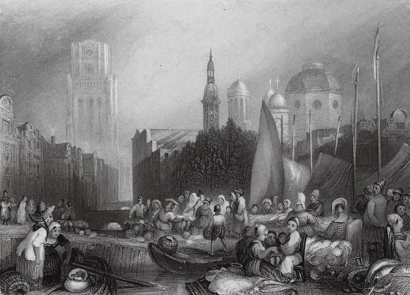 Mercato del pesce, Rotterdam da Joseph Mallord William (after) Turner
