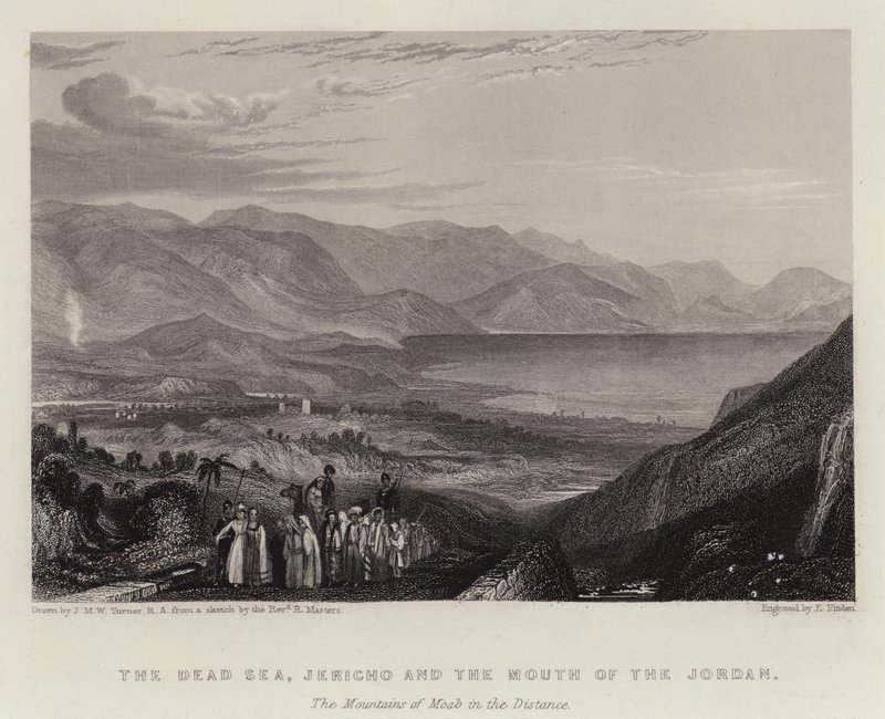 Il Mar Morto, Gerico e la Foce del Giordano, le Montagne di Moab in Lontananza da Joseph Mallord William (after) Turner