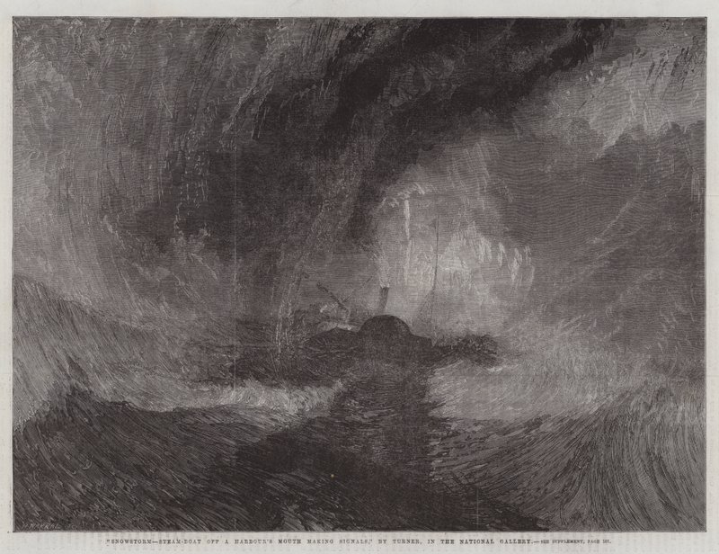 Tempesta di neve, piroscafo alla bocca di un porto che fa segnali, nella National Gallery da Joseph Mallord William Turner