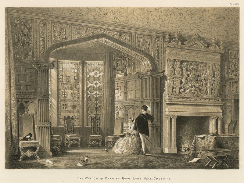 Finestra a bovindo nel salotto, Lyme Hall, Cheshire da Joseph Nash