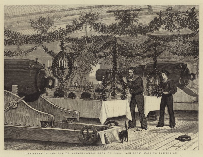 Natale nel Mar di Marmora, ponte di HMS Achilles in attesa di ispezione da Joseph Nash