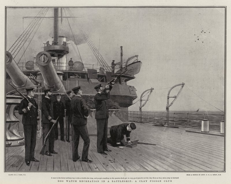 Ricreazione durante il turno di guardia su una nave da guerra, un club di tiro al piattello da Joseph Nash
