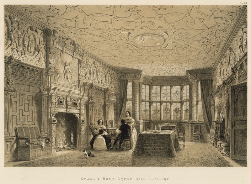 Salotto, Crewe Hall, Cheshire da Joseph Nash