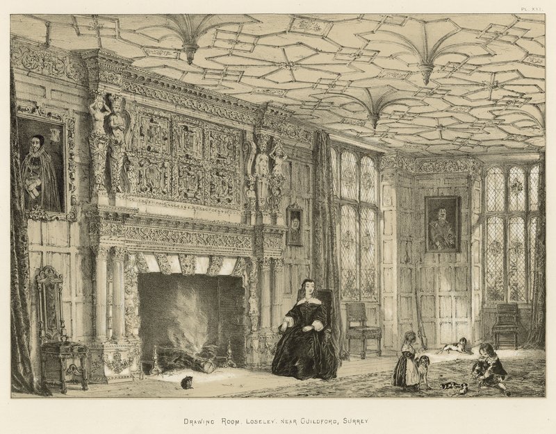 Salotto, Loseley, vicino a Guildford, Surrey da Joseph Nash