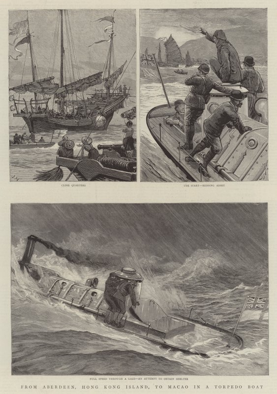 Da Aberdeen, Isola di Hong Kong, a Macao in una torpediniera da Joseph Nash