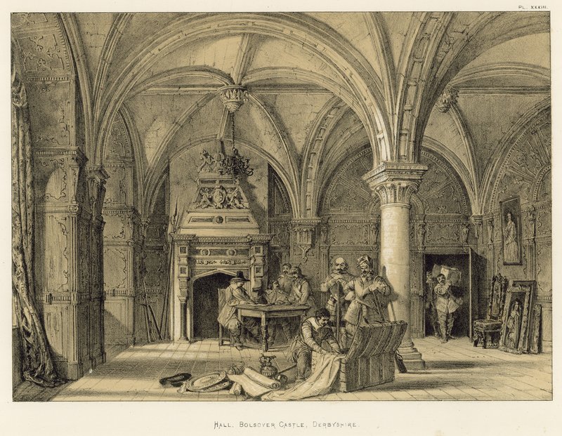Sala, Castello di Bolsover, Derbyshire da Joseph Nash