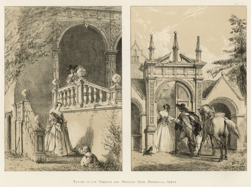 Scale alla Terrazza e Porta Postern, Bramshill, Hants da Joseph Nash