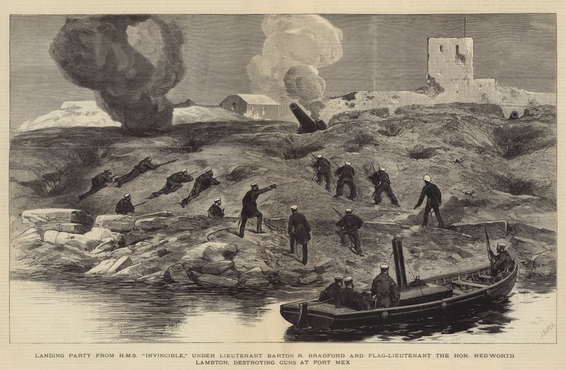 Il bombardamento di Alessandria, squadra di sbarco dalla HMS Invincible, sotto il tenente Barton R Bradford e il tenente di bandiera l