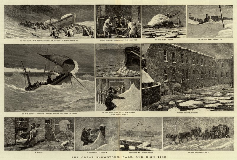 La grande tempesta di neve, tempesta e alta marea da Joseph Nash