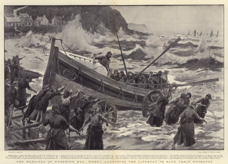 Le eroine di Runswick Bay, donne che lanciano la scialuppa di salvataggio per salvare i loro mariti da Joseph Nash