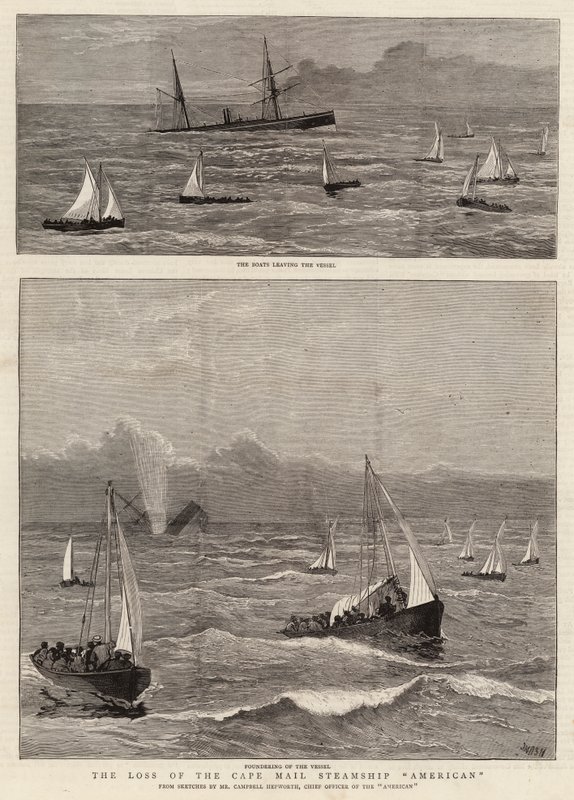 La perdita della nave postale Cape Mail Steamship American da Joseph Nash