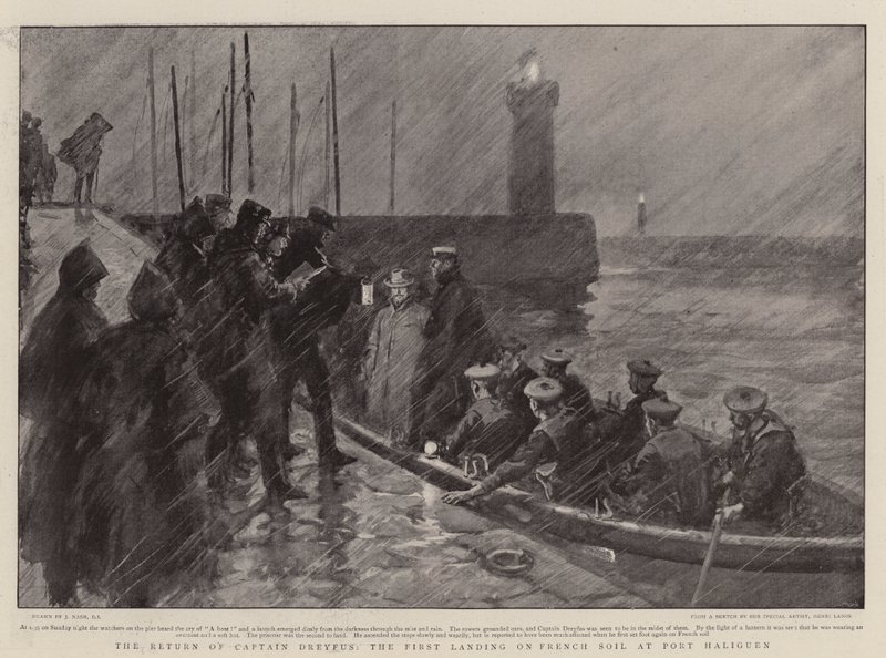 Il ritorno del Capitano Dreyfus, il primo sbarco sul suolo francese a Port Haliguen da Joseph Nash
