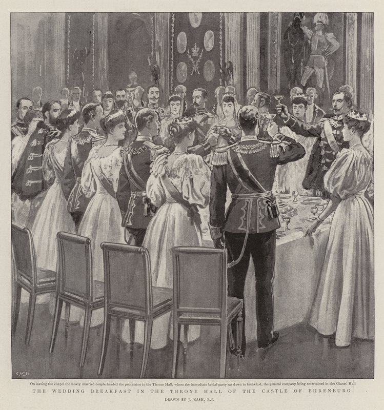 La colazione di nozze nella Sala del Trono del Castello di Ehrenburg da Joseph Nash