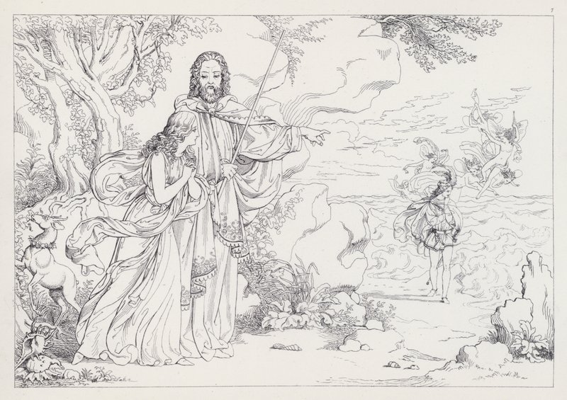 La Tempesta di Shakespeare, Atto I, Scena 2 da Joseph Noel after Paton