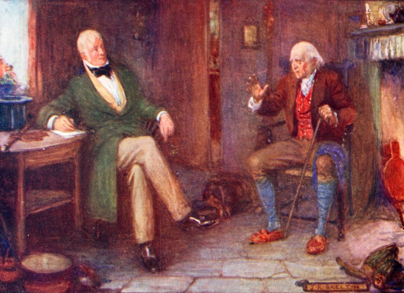 Sir Walter Scott visita un povero nella sua capanna da Joseph Ratcliffe Skelton