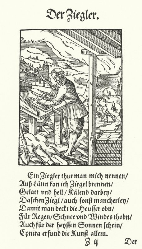 Il muratore (incisione) da Jost (after) Amman