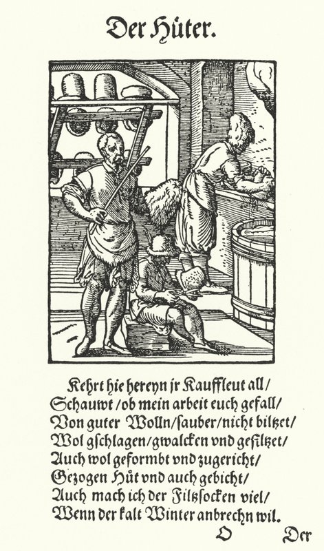 Il cappellaio (incisione) da Jost (after) Amman