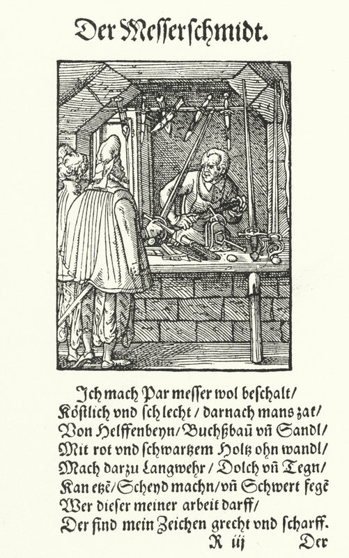Il fabbricante di coltelli (incisione) da Jost (after) Amman