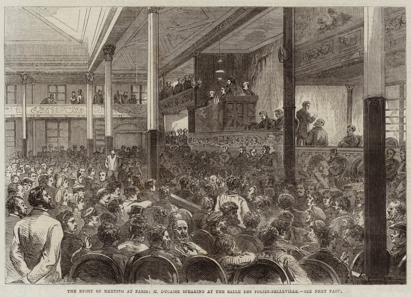 Il diritto di riunione a Parigi, M Ducasse che parla alla Salle des Folies-Belleville da Jules Pelcoq