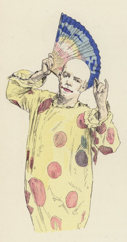 Clown che tiene un ventaglio da Jules Arsene (after) Garnier