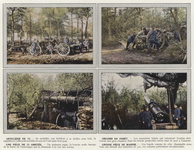 Artiglieria da 75, obice in foresta, un pezzo da 75 riparato, grosso pezzo di marina da Jules Gervais Courtellemont