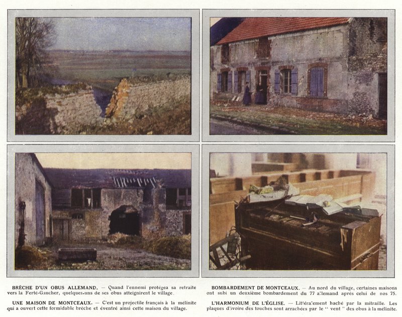 Breccia di un obice tedesco, bombardamento di Montceaux, una casa di Montceaux, l