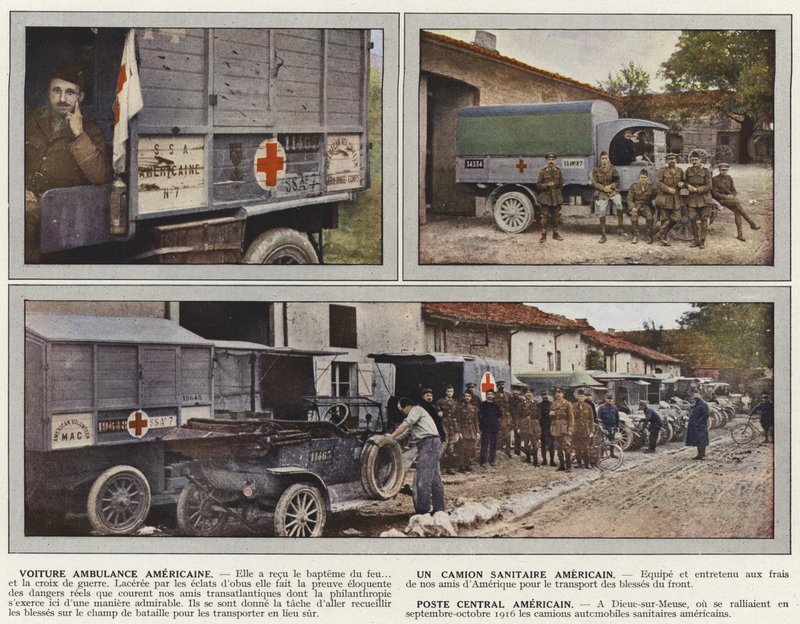 Voiture Ambulance Americaine, Un Camion Sanitaire Americain, Poste Central Americain da Jules Gervais Courtellemont